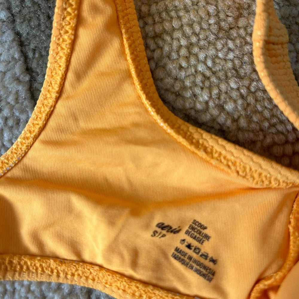 Like-New Aerie Mustard Yellow Wide Strap Scoop Button Bikini Top Swim Size Small
